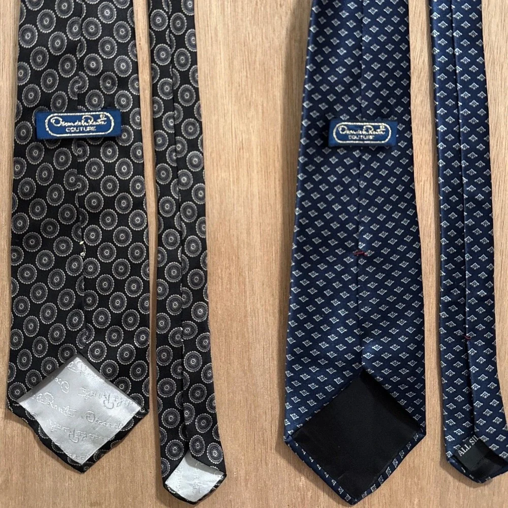 Oscar de la Renta Couture Lot 2pc Navy Blue Black Geometric Medallion